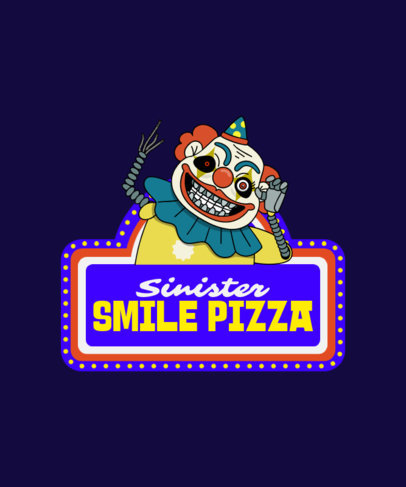 T-Shirt Design Template for Halloween with a Creepy Clown Illustration