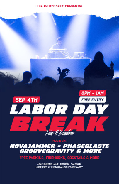 Flyer Design Creator Featuring an Ad for a Labor Day Party 6502f-el1