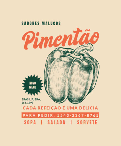 Back T-Shirt Design Creator Featuring a Pepper Graphic and a Retro Theme