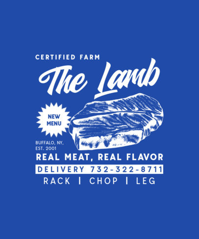 Back T-Shirt Design Template Featuring a Steak Graphic for a Retro Restaurant