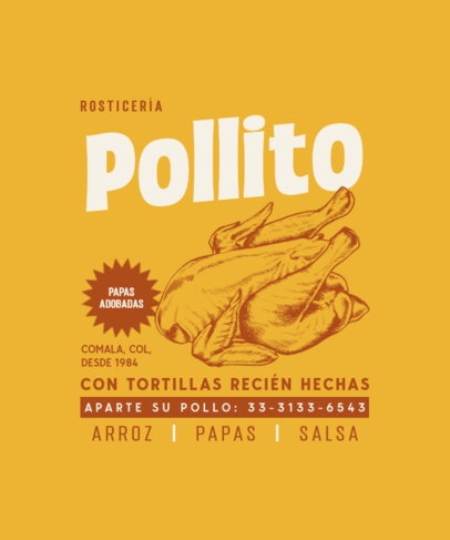 Back T-Shirt Design Generator for a Chicken Restaurant and a Retro Aesthetic