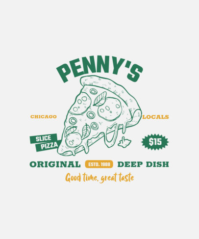 Back T-Shirt Design Maker for a Restaurant with a Pizza Graphic