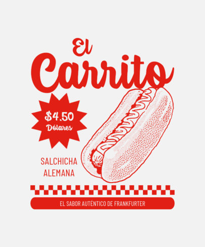 Back T-Shirt Design Generator with a Hot-Dog Illustration for a Restaurant