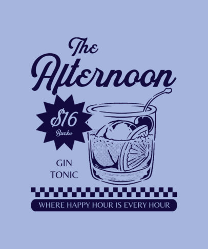Back T-Shirt Design Creator with a Gin Tonic Illustration with a Retro Aesthetic