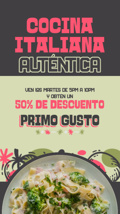 Instagram Story Generator Featuring a Discount for an Italian Restaurant