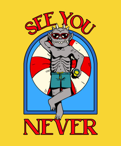 T-Shirt Design Template for Halloween Featuring a Funny Monster Illustration