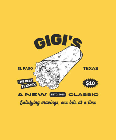 Back T-Shirt Design Template for a Restaurant with a Burrito Graphic 