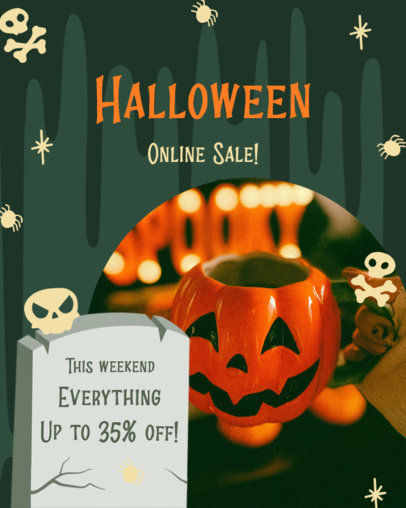 Instagram Post Maker with an Illustrated Gravestone for a Halloween Sale 5803e
