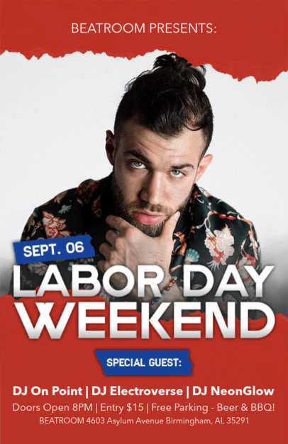 Flyer Template Featuring a Weekend Event for Labor Day 6504c-el1