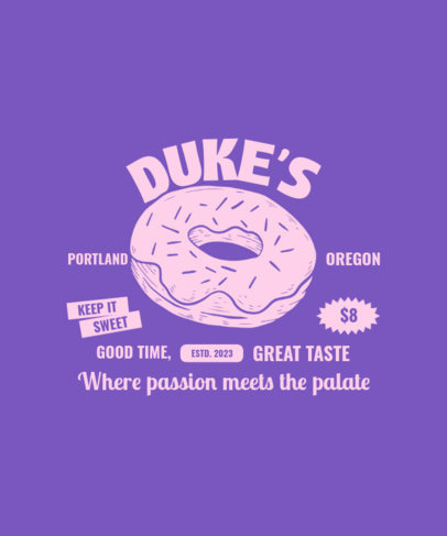 Back T-Shirt Design Creator with an Illustrated Donut for a Bakery
