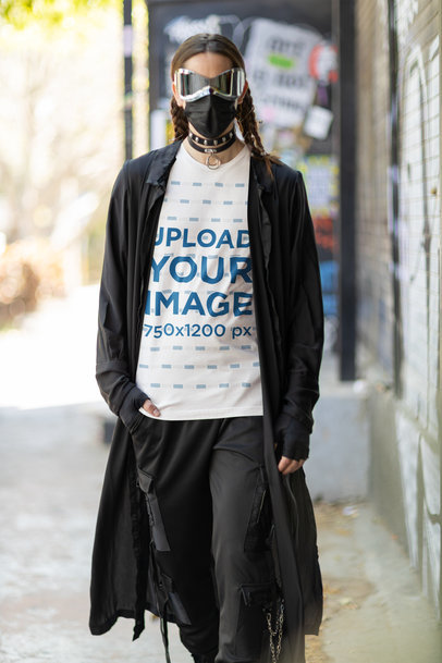 Bella Canvas Round-Neck T-Shirt Mockup Featuring a Man in a Cosplay-Themed Outfit