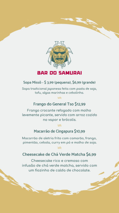 Menu Template for a Samurai-Themed Asian Restaurant 6019c