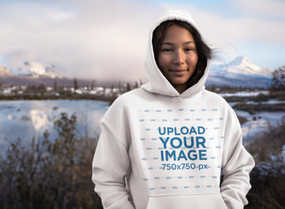 Avatar-Inspired Mockup of a Smiling AI-Generated Teenage Girl Wearing a Hoodie