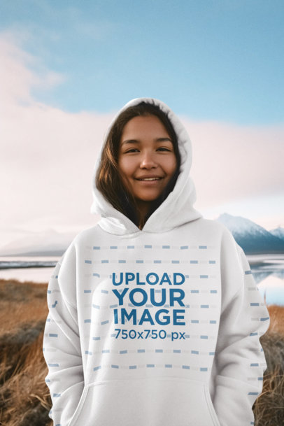 Hoodie Mockup Featuring an AI-Generated Teenage Girl Inspired by Katara