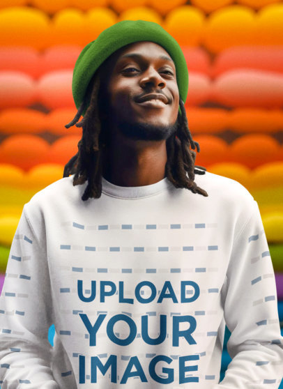Sweatshirt Mockup of an AI-Generated Man with Braids