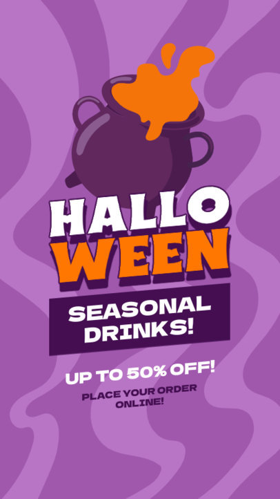 Instagram Story Creator for a Halloween Sale with a Cauldron Illustration