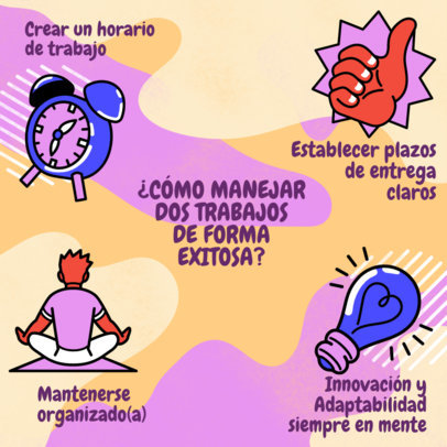 Instagram Post Template with Illustrations for Side Hustling Tips 6014d