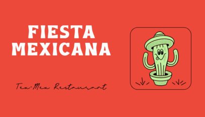 Front Business Card Generator for a Mexican Restaurant with a Cartoonish Cactus