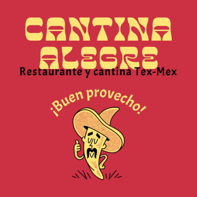 Paper Bag Design Template with a Cartoonish Chili for a Tex-Mex Restaurant