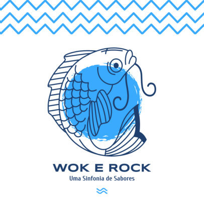 Paper Bag Creator Featuring a Fish Graphic for an Asian Restaurant