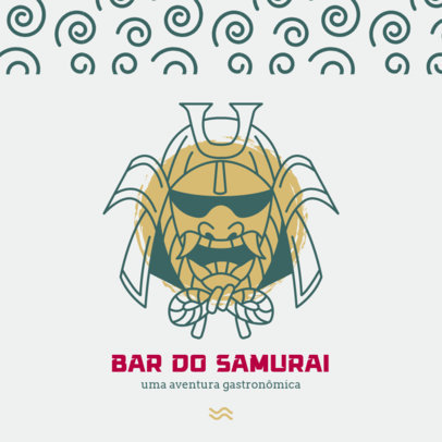 Paper Bag Template for a Samurai-Themed Asian Bar