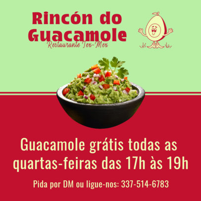 Instagram Post Generator for a Mexican Restaurant's Free Guacamole Ad