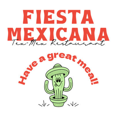 Paper Bag Design Creator Featuring a Cartoonish Cactus for a Mexican Restaurant