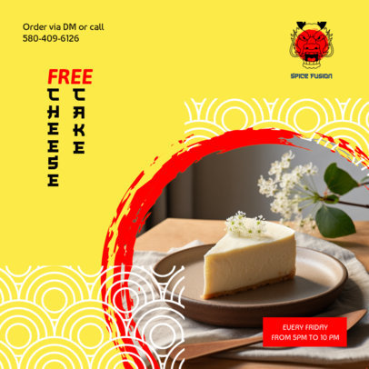 Instagram Post Generator Featuring an Ad for a Cheesecake Sale for an Asian Food Place