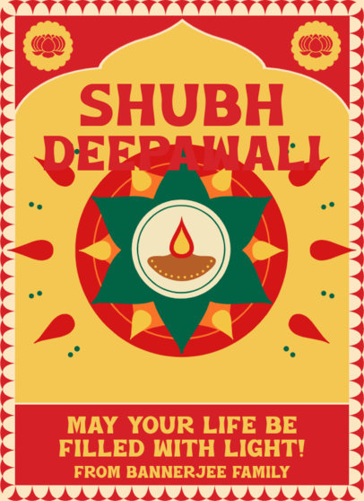 Greeting Card Design Maker with Illustrated Graphics and Happy Diwali Messages