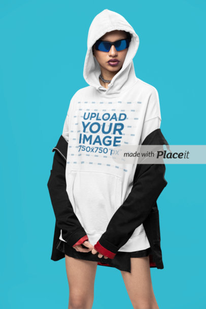 Alternative-Style Mockup Featuring a Woman in an Oversized Pullover Hoodie