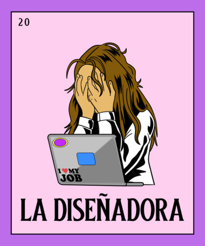 T-Shirt Design Generator With a Funny Graphic Inspired by the Loteria Game