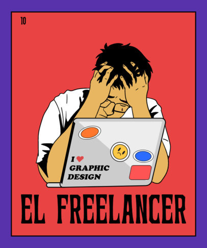 Quote T-Shirt Design Template With a Freelancer Graphic and a Theme Inspired by a Mexican Board Game