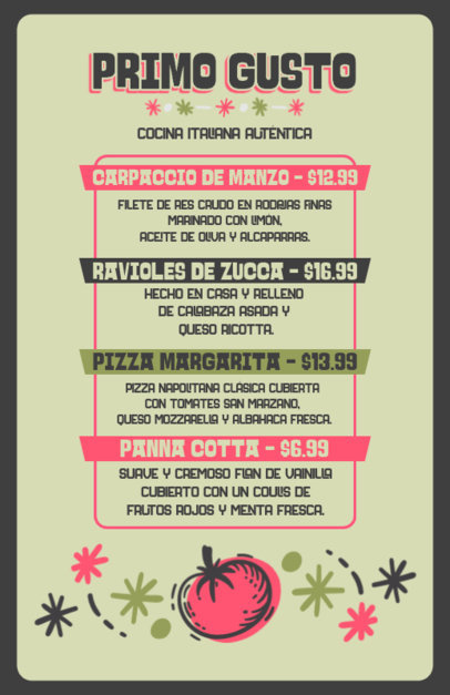 Colorful Flyer Generator for an Italian Restaurant Menu