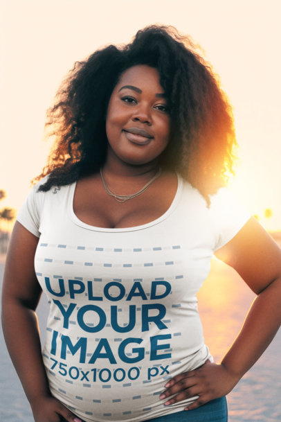 Barbie-Inspired Mockup Featuring an AI-Generated Woman Wearing a T-Shirt