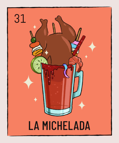 Loteria-Inspired T-Shirt Design Generator Featuring a Michelada Graphic