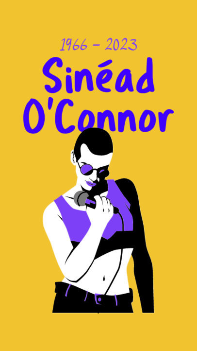 Instagram Story Maker for a Post-Mortem Tribute with a Sinead O'Connor-Inspired Illustration