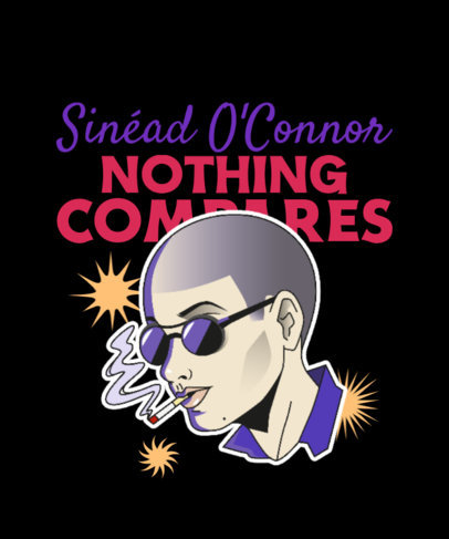 T-Shirt Design Template Featuring an Illustration Inspired by Sinead O'Connor