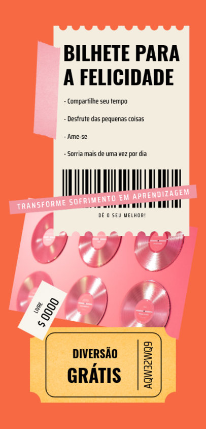 Phone Case Design Template with a Happiness Ticket and an Illustrated Coupon 6521h