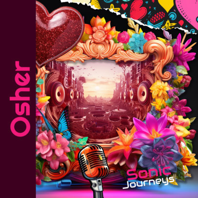 Album Cover Template Inspired by a Famous Singer Featuring an Ugly Kitsch Aesthetic 6029c