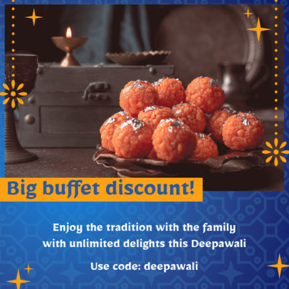 Instagram Post Generator Featuring a Discount Code for Diwali 5816b