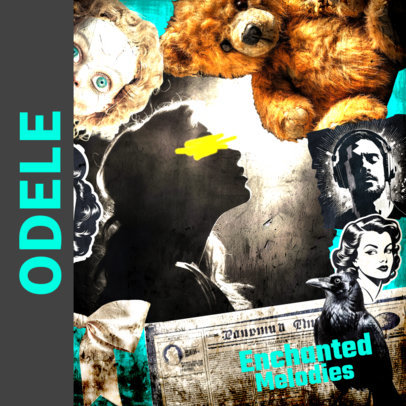 Album Cover Maker Featuring an AI-Generated Illustration Inspired by a Famous Musician 6029h