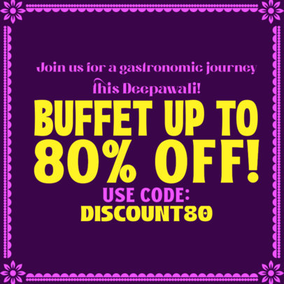 Holiday Instagram Post Creator Featuring a Diwali Discount for a Buffet 5815b