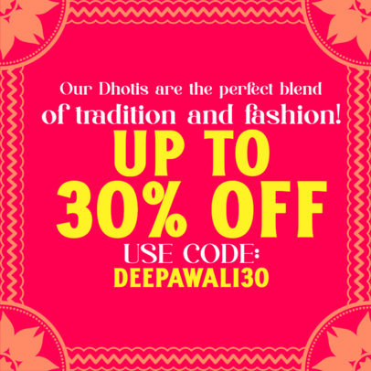 Instagram Post Creator Featuring a Fashion Sale Offer for Diwali 5815f