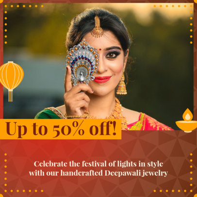 Instagram Post Maker a Diwali-Themed Discount for a Jewelry Shop 5816a