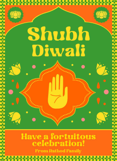 Greeting Card Design Maker with Illustrated Flowers for Diwali