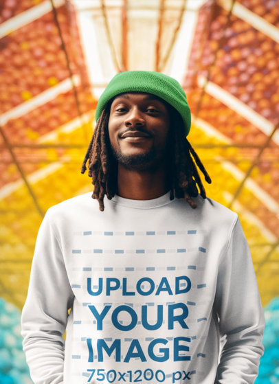 Round-Neck Sweatshirt Mockup of an AI-Generated Man Inspired by Willy Wonka m35194