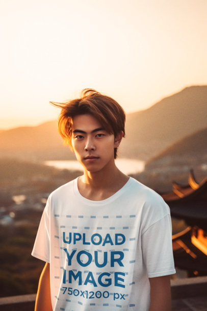 T-Shirt Mockup of an AI-Generated Man Inspired by Avatar