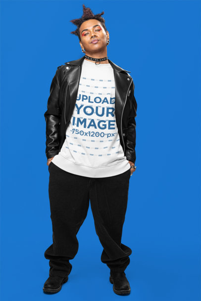 Alternative-Style Mockup of a Man Wearing an Oversized Sweatshirt