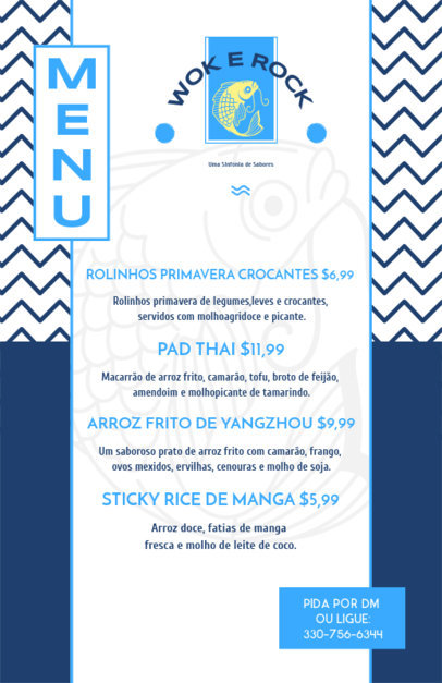 Menu Flyer Creator Featuring a Fish Icon for an Asian Restaurant