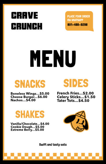 Menu Flyer Generator With a Dog Icon for a Fast-Food Place